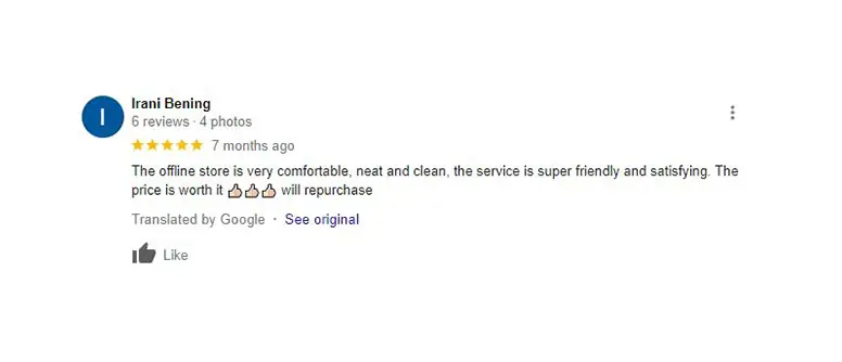 Tangkapan layar ulasan pembeli (google)