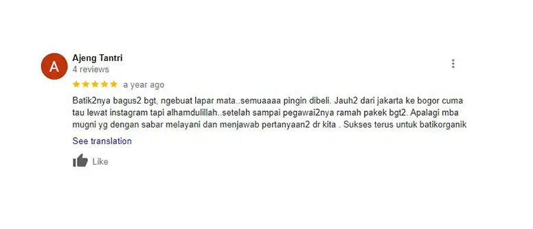 Tangkapan layar ulasan pembeli (google)