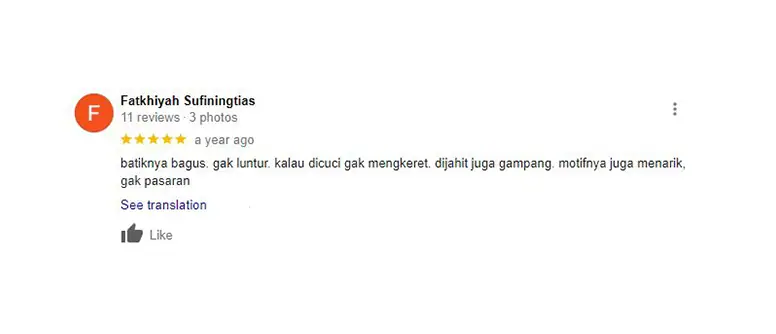 Tangkapan layar ulasan pembeli (google)