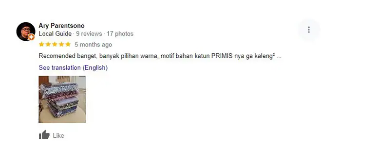 Tangkapan layar ulasan pembeli (google)