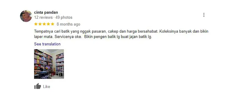 Tangkapan layar ulasan pembeli (google)