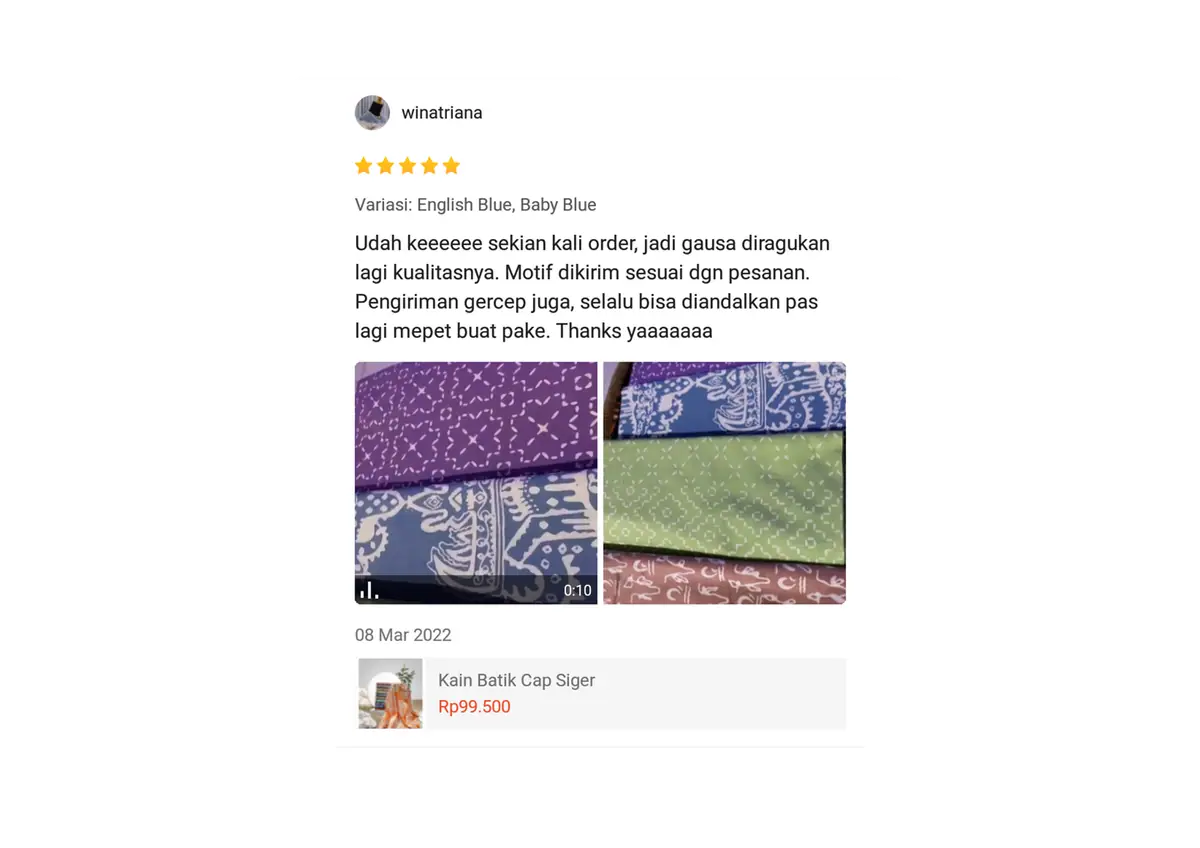 Tangkapan layar ulasan pembeli (others)